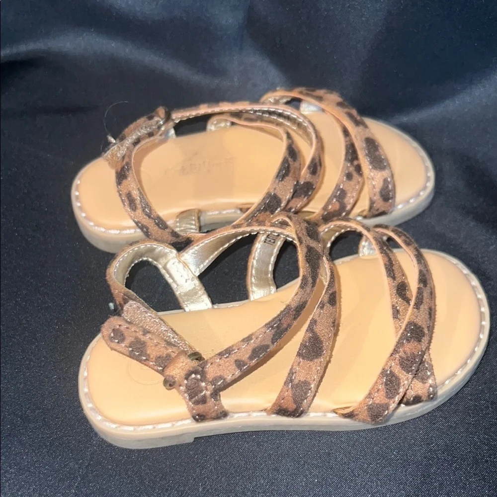 Cat & Jack Brown Sandals with Animal Print and Adjustable Straps